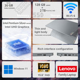 LENOVO IdeaPad 1 15.6" Traditional Laptop Intel Pentium Silver 4GB RAM Intel UHD Graphics 128GB eMMC Storage Windows 11 Home 60Hz - Grey